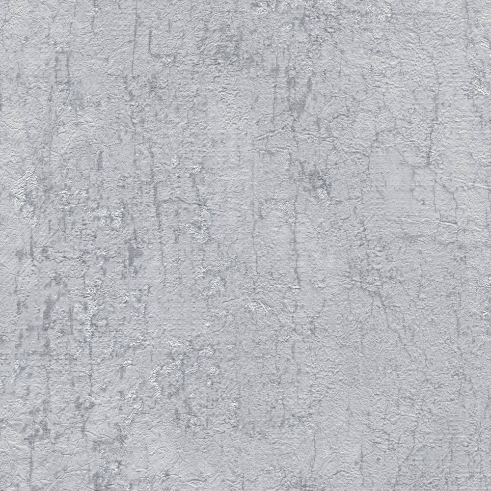             Papel pintado de yeso óptico gris piedra con detalles plateados - gris, metálico
        