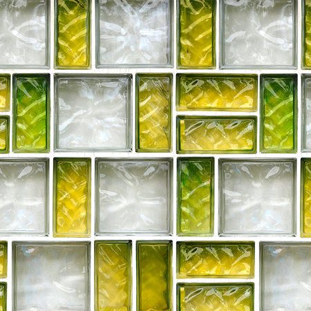 Papier peint panoramique Brique de verre Design rétro 3D avec aspect carrelage
