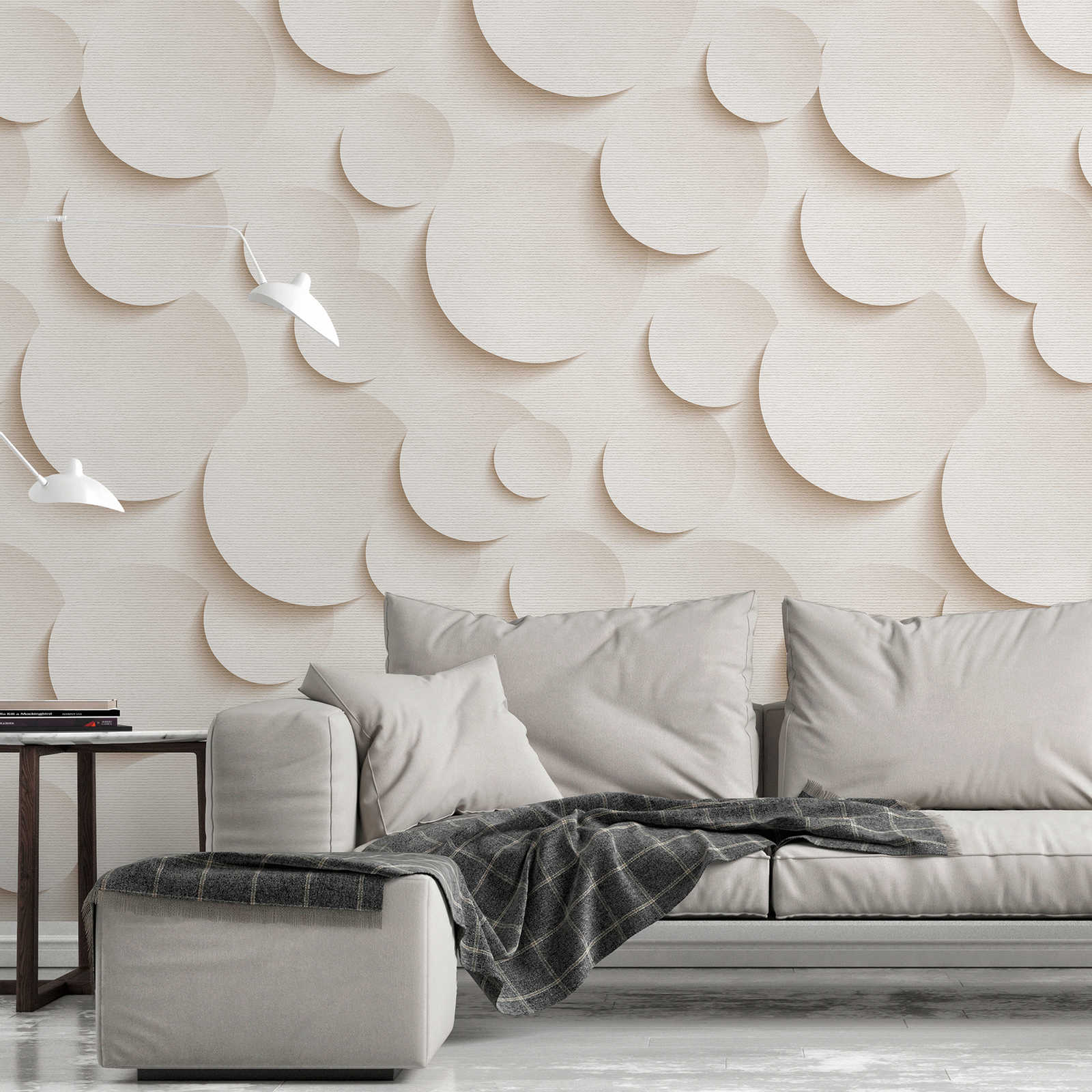         Wallpaper novelty - motif wallpaper 3D dots, plain with paper effect
    