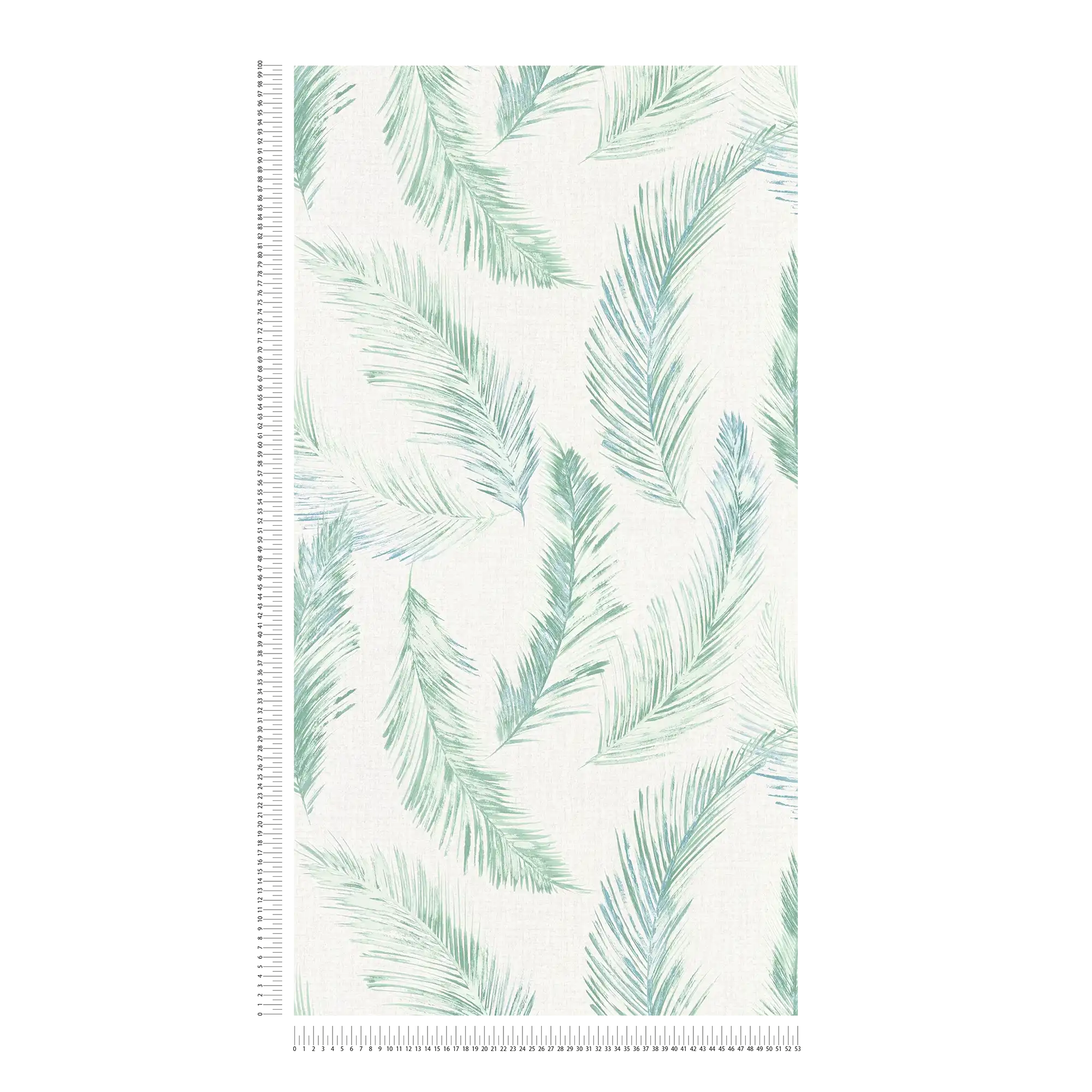             Papier peint intissé Plume Design dans le style aquarelle - bleu, vert
        
