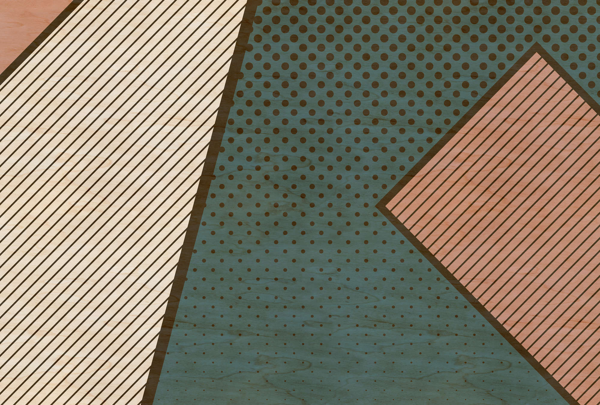             Bird gang 1 - papier peint à motifs, structure contreplaquée avec aplats de couleurs modernes - beige, rose | Intissé lisse mat
        