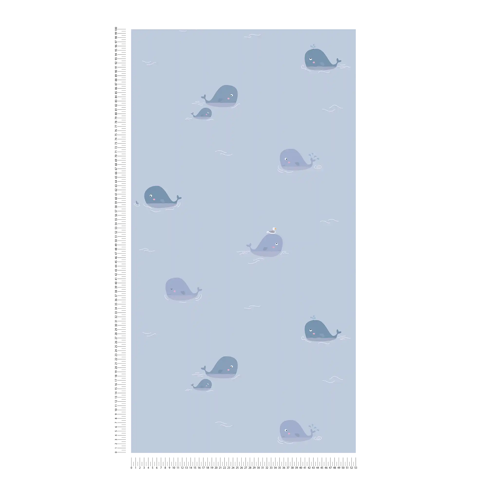             Nursery boys wallpaper whales - blue, grey, white
        