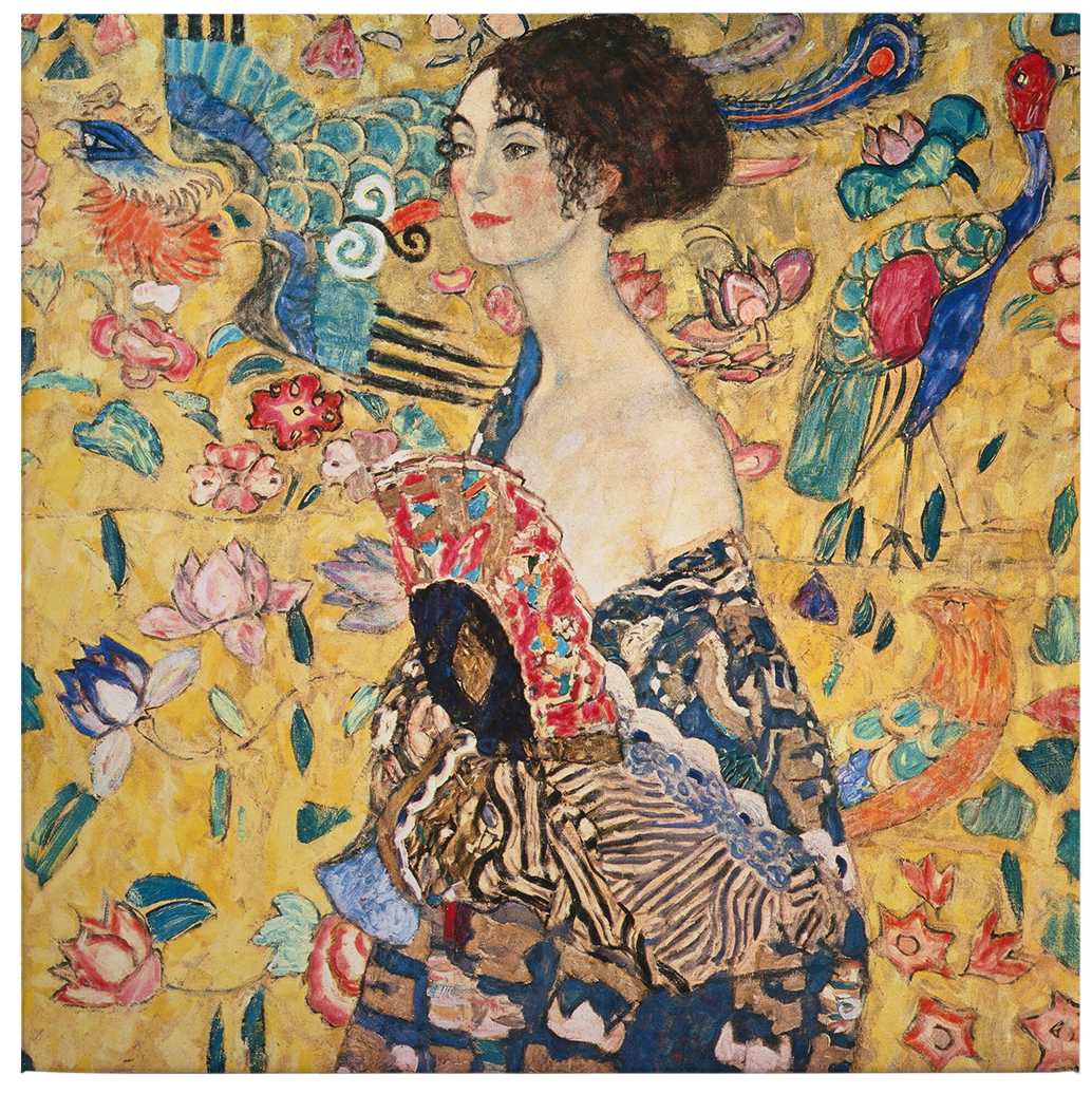             Square canvas print "Lady with fan" by Gustav Klimt
        