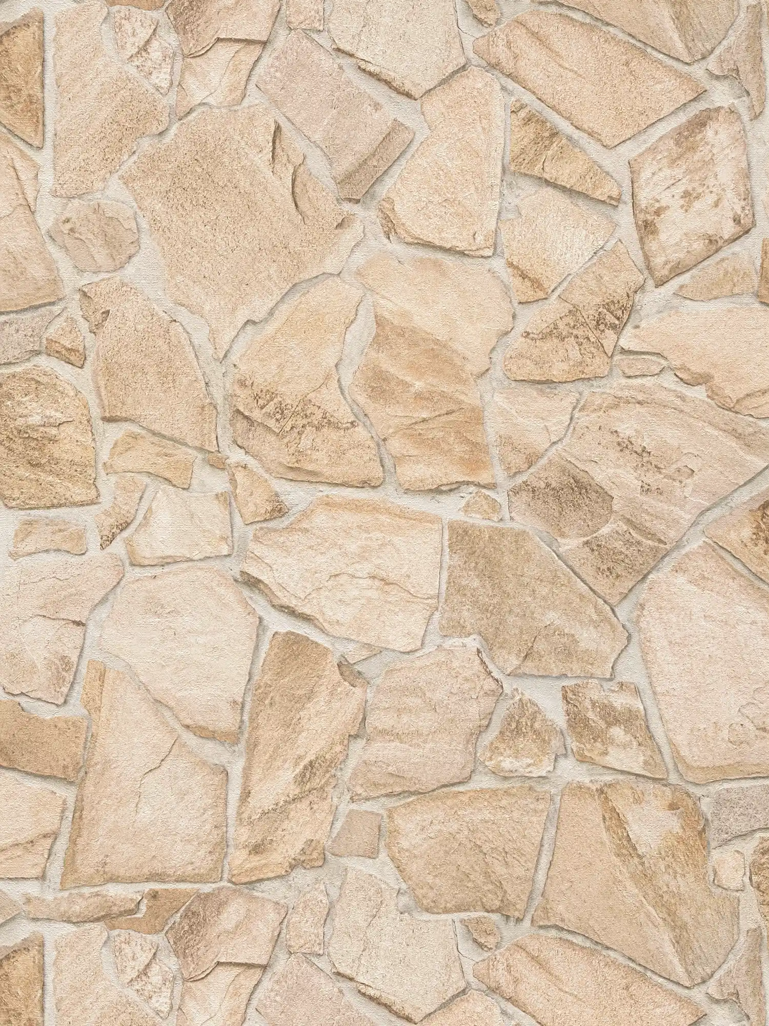        Stone Wall Wallpaper with 3D Optics - Beige, Brown
    