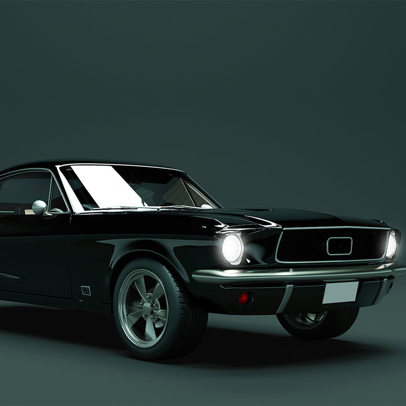 Mustang 2 - Digital behang, Mustang 1968 Vintage Car - Blauw, Zwart | Parel gladde vlieseline
