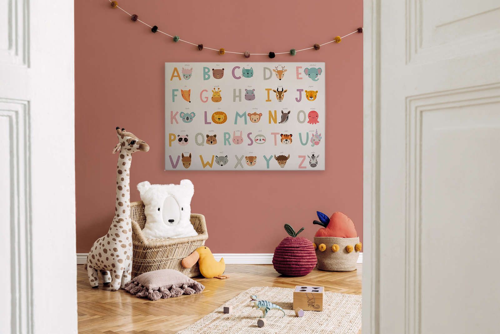             Canvas ABC with animals and animal names - 120 cm x 80 cm
        