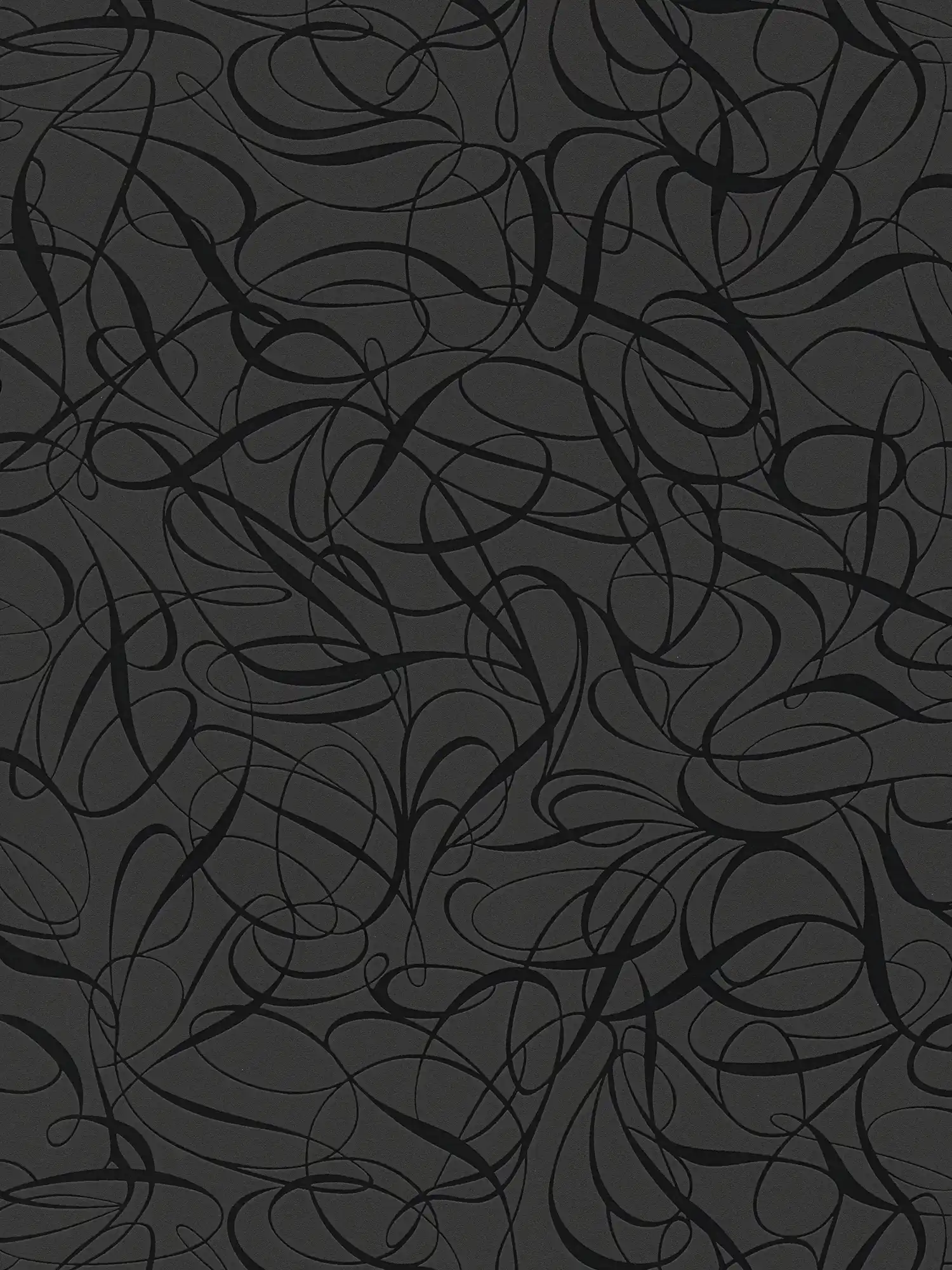 Non-woven wallpaper line pattern and glossy effect - black, metallic
