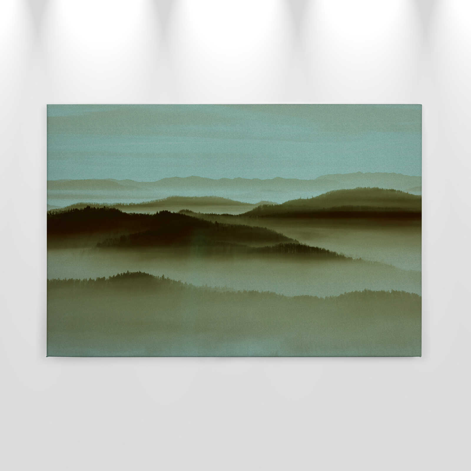             Horizonte 2 - Pintura en lienzo en estructura de cartón con paisaje de niebla, naturaleza Sky Line - 0,90 m x 0,60 m
        