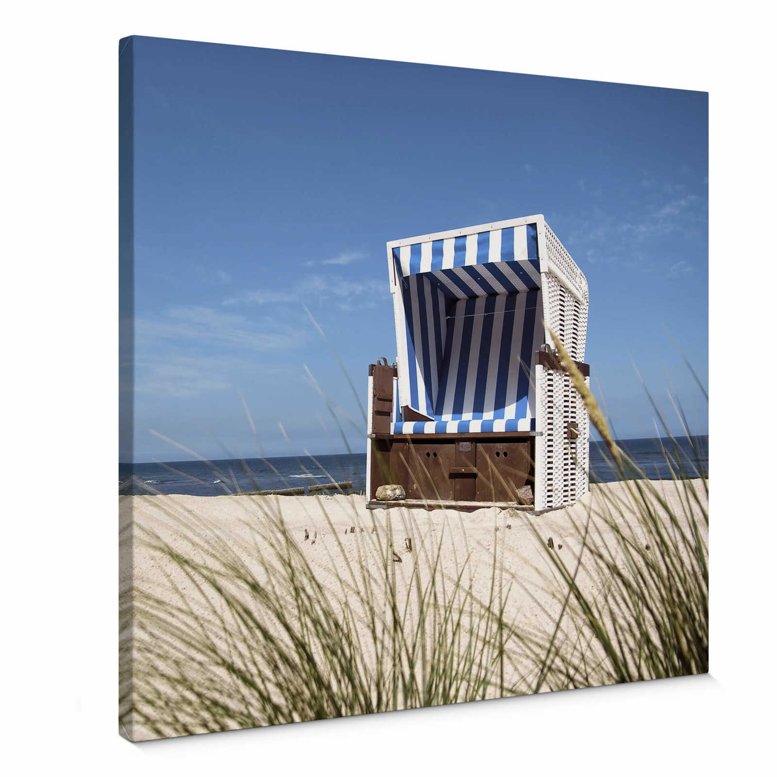 Vierkant canvas schilderij strandstoel - 0,50 m x 0,50 m
