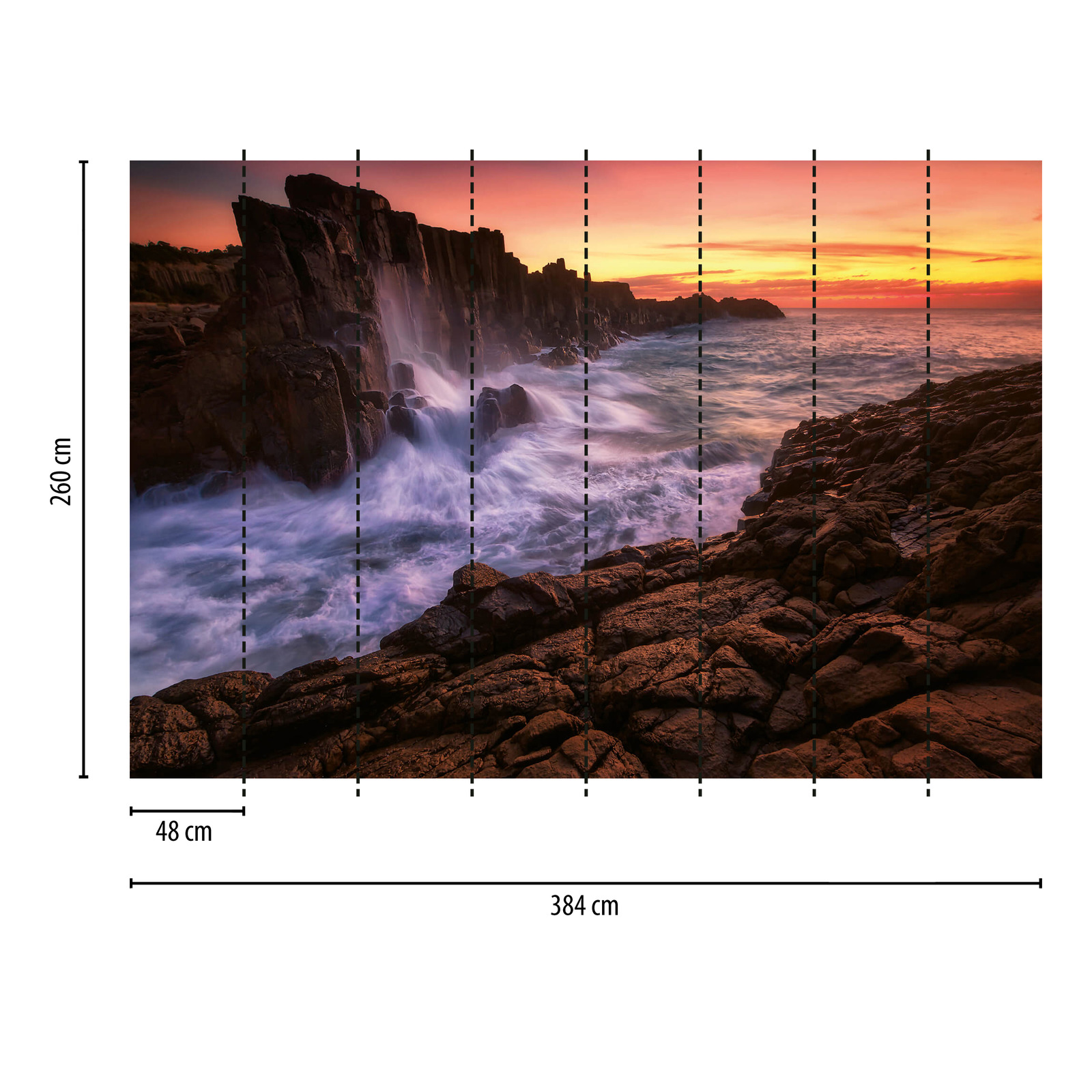             Photo wallpaper cliffs in the sunrise - brown, blue
        