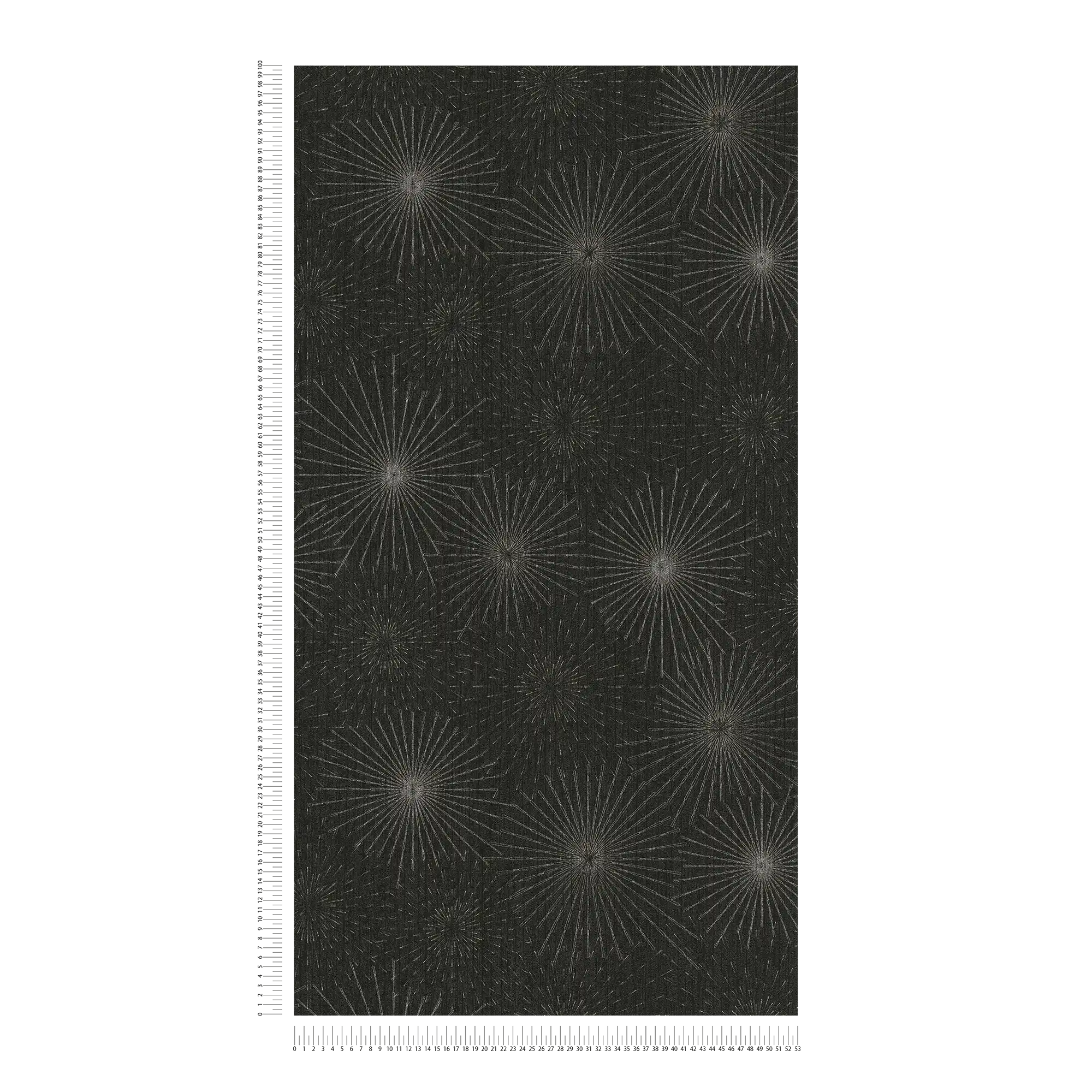             Papier peint rétro motif Starburst des années 50 - noir, métallique
        