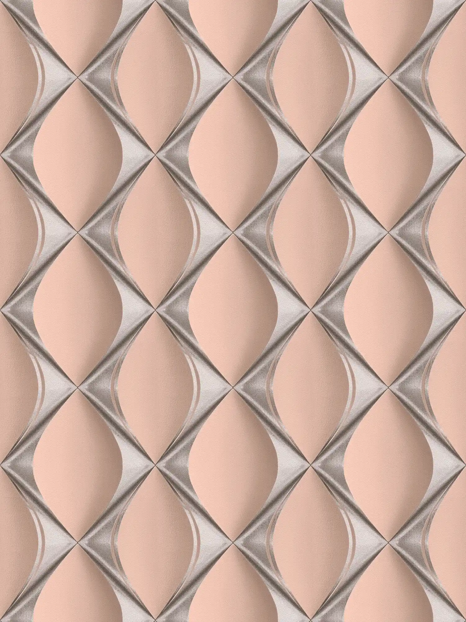 Design wallpaper 3D with metallic diamond pattern - pink, metallic
