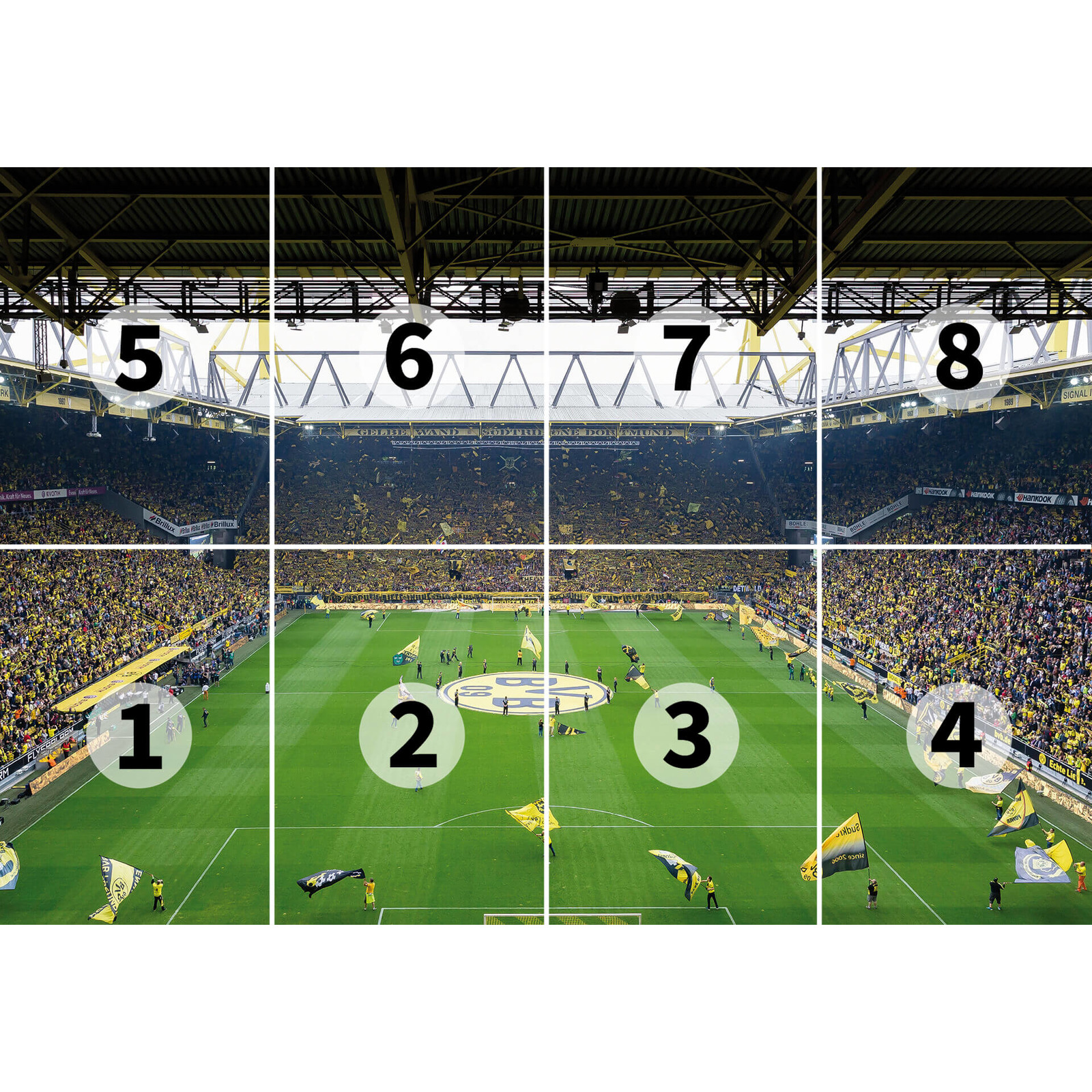             Papier peint panoramique stade Borussia Dortmund avec chœurs
        