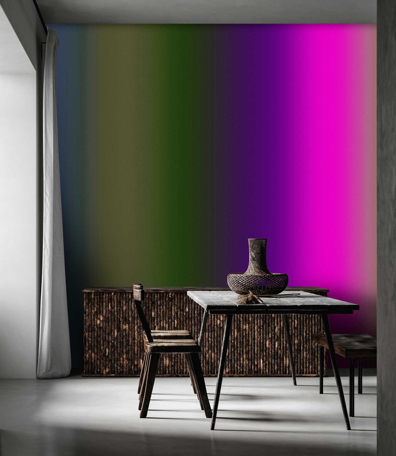             Over the Rainbow 3 - Papel pintado espectro colorido con rosa neón
        