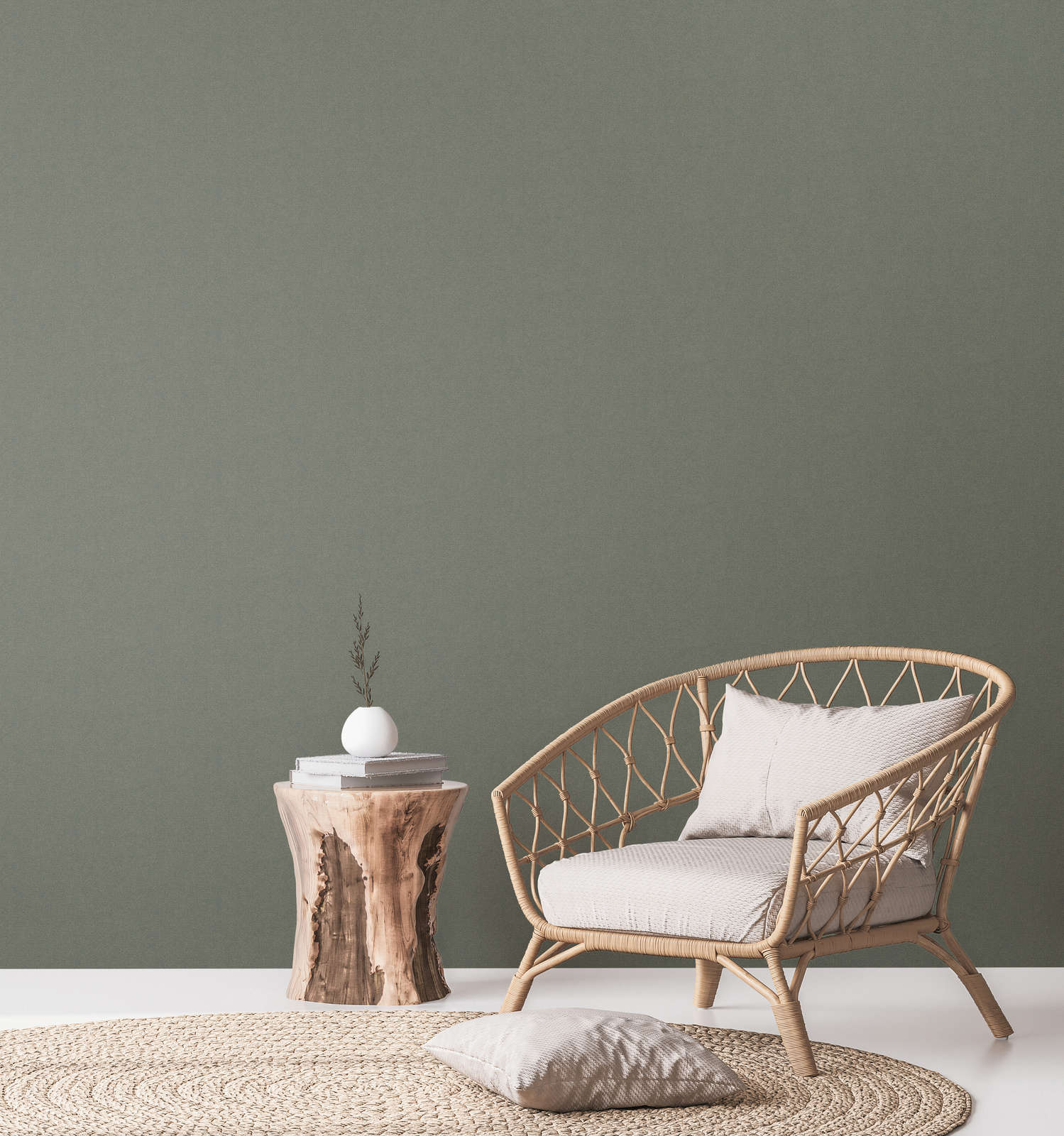             Glanzend vliesbehang met fijn gevlekt patroon PVC-vrij - groen, goud
        