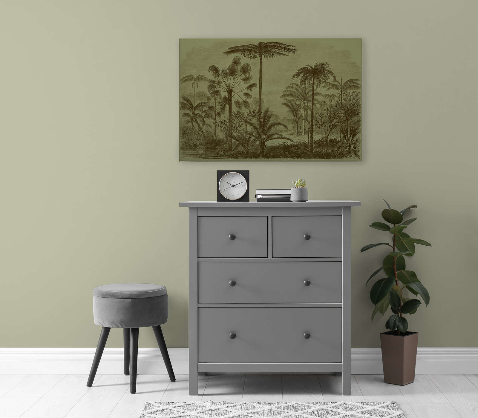             Jurassic 1 - Toile motif jungle gravure sur cuivre - 0,90 m x 0,60 m
        