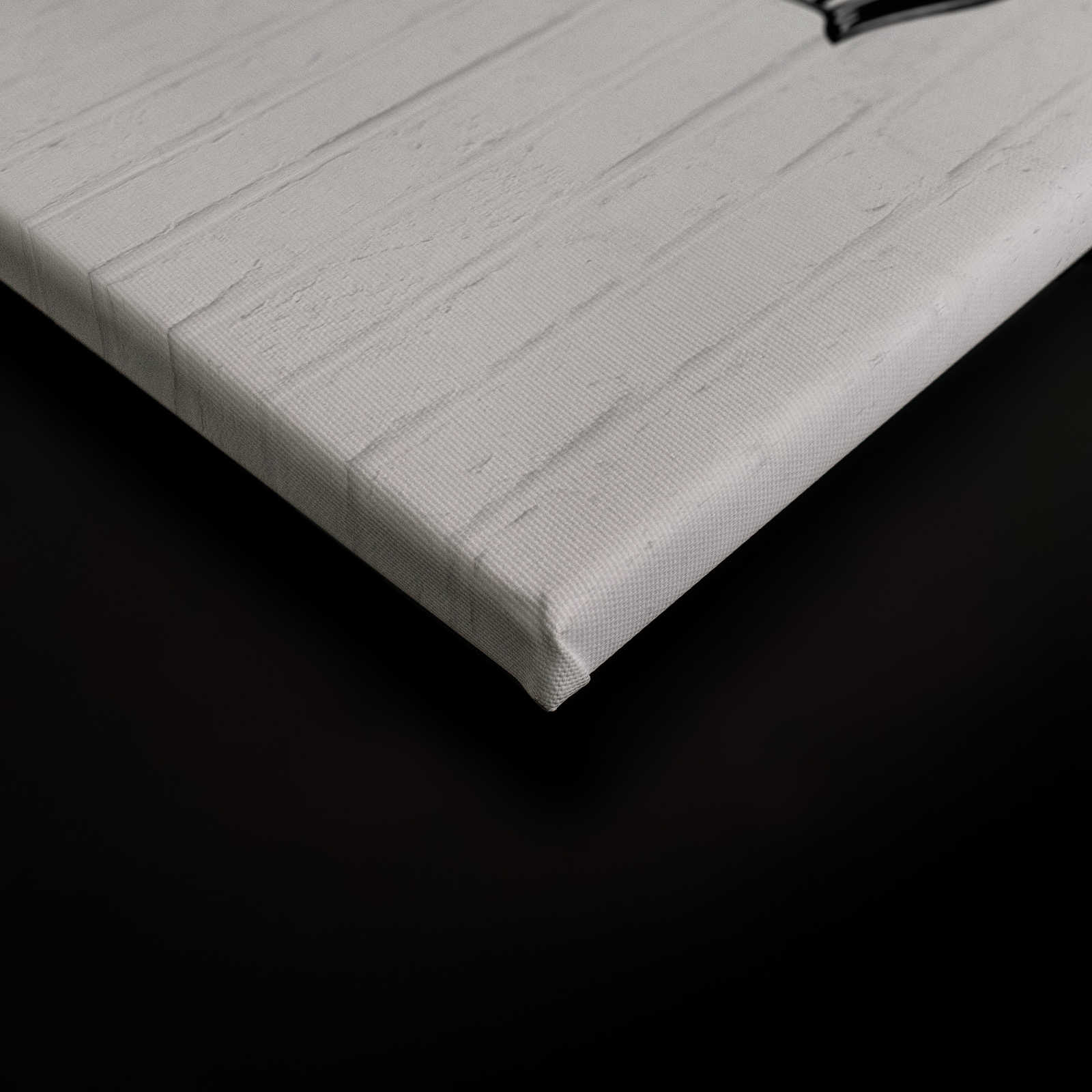             Lienzo Blanco y Negro Pintura Pared de Piedra con Patrón Gráfico - 0,90 m x 0,60 m
        