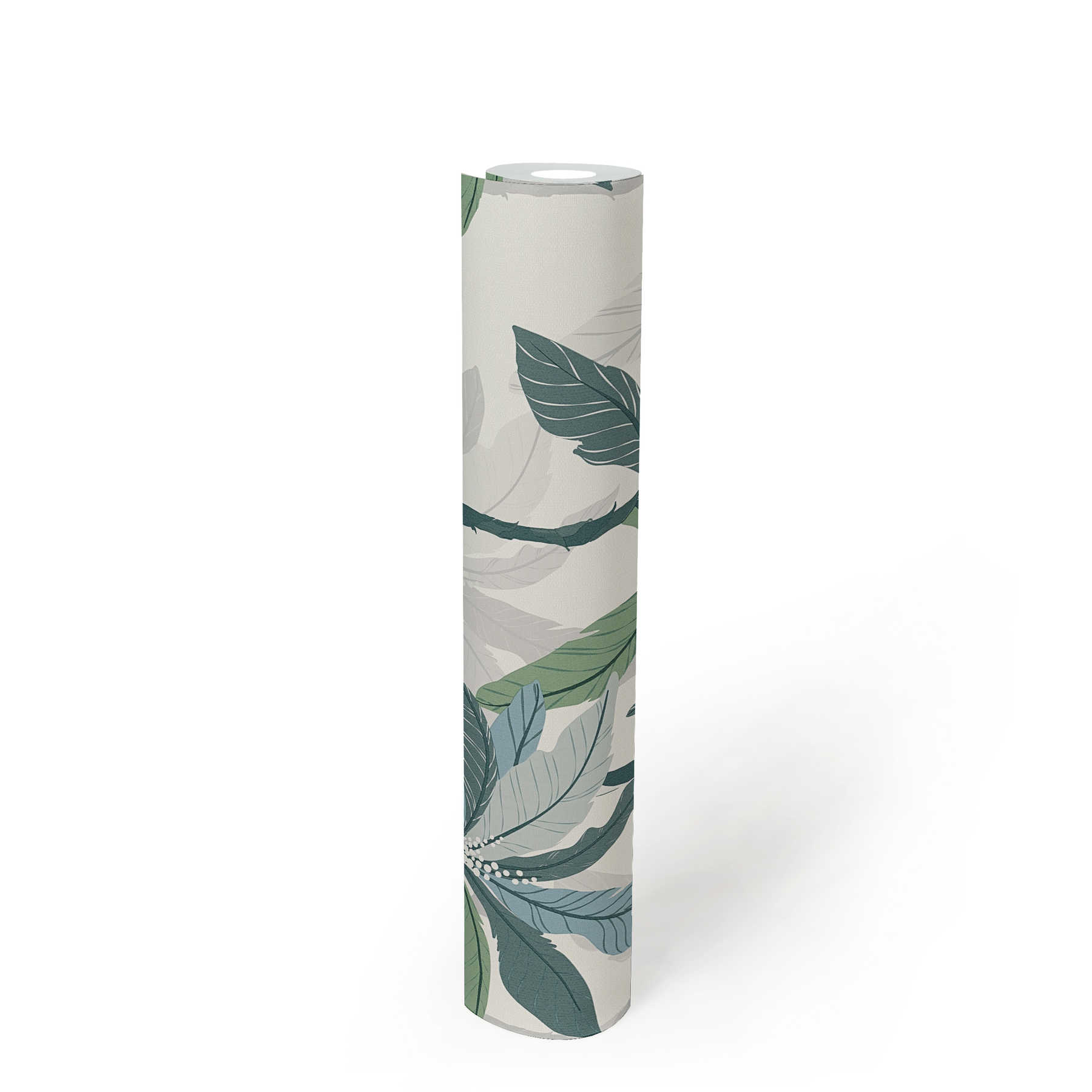             Papel pintado tropical con diseño de palmeras - azul, verde, blanco
        