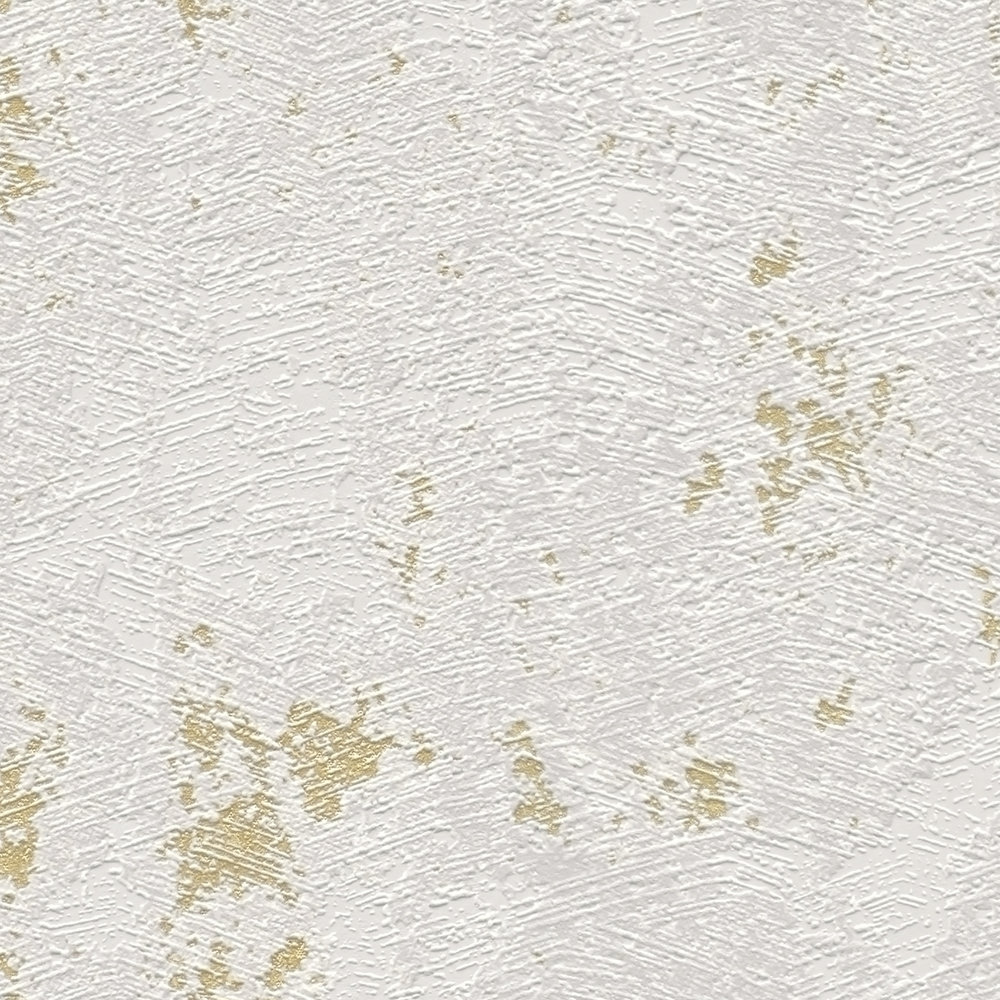             papier peint en papier intissé imitation crépi avec des accents dorés - beige, gris, or
        