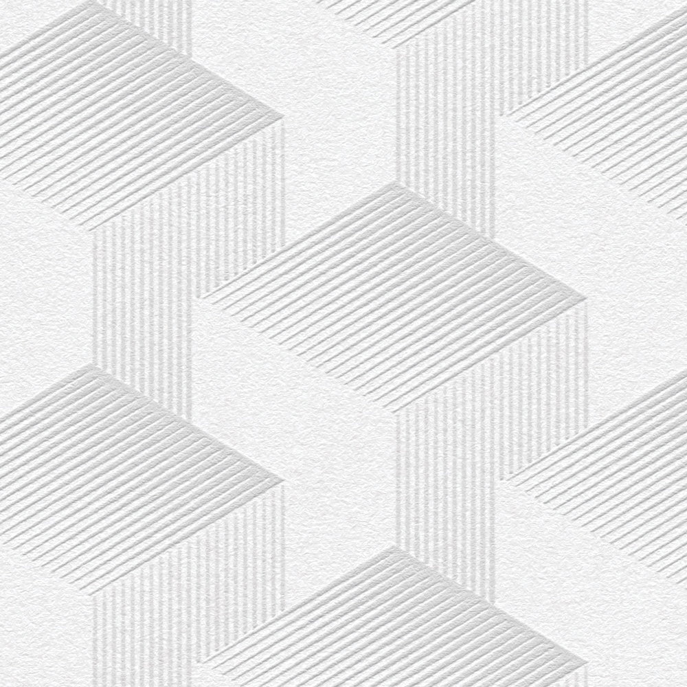            Carta da parati geometrica 3D con motivo grafico opaco - grigio
        