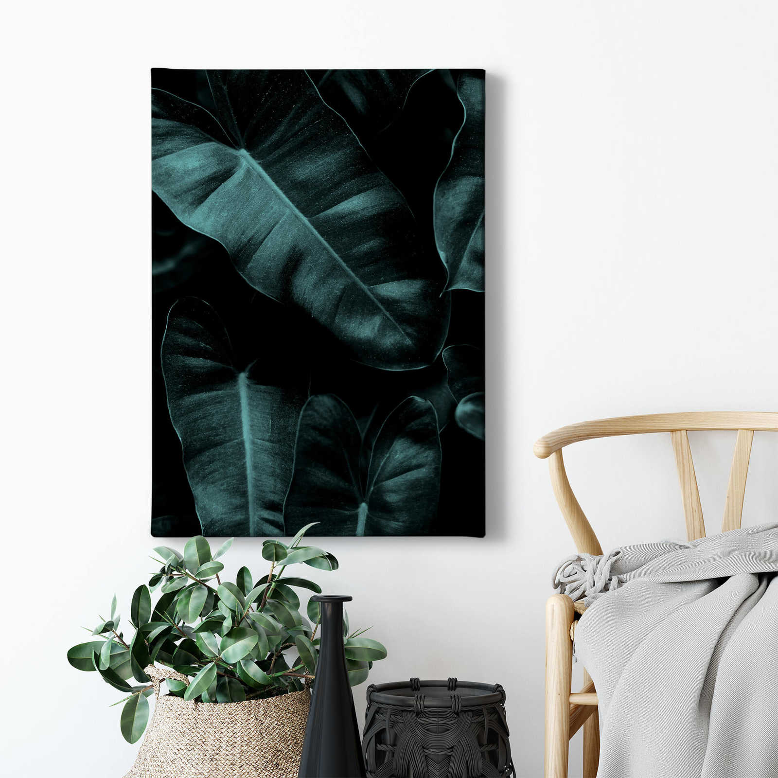             Kubstika Canvas print leaves in a jungle design – green
        