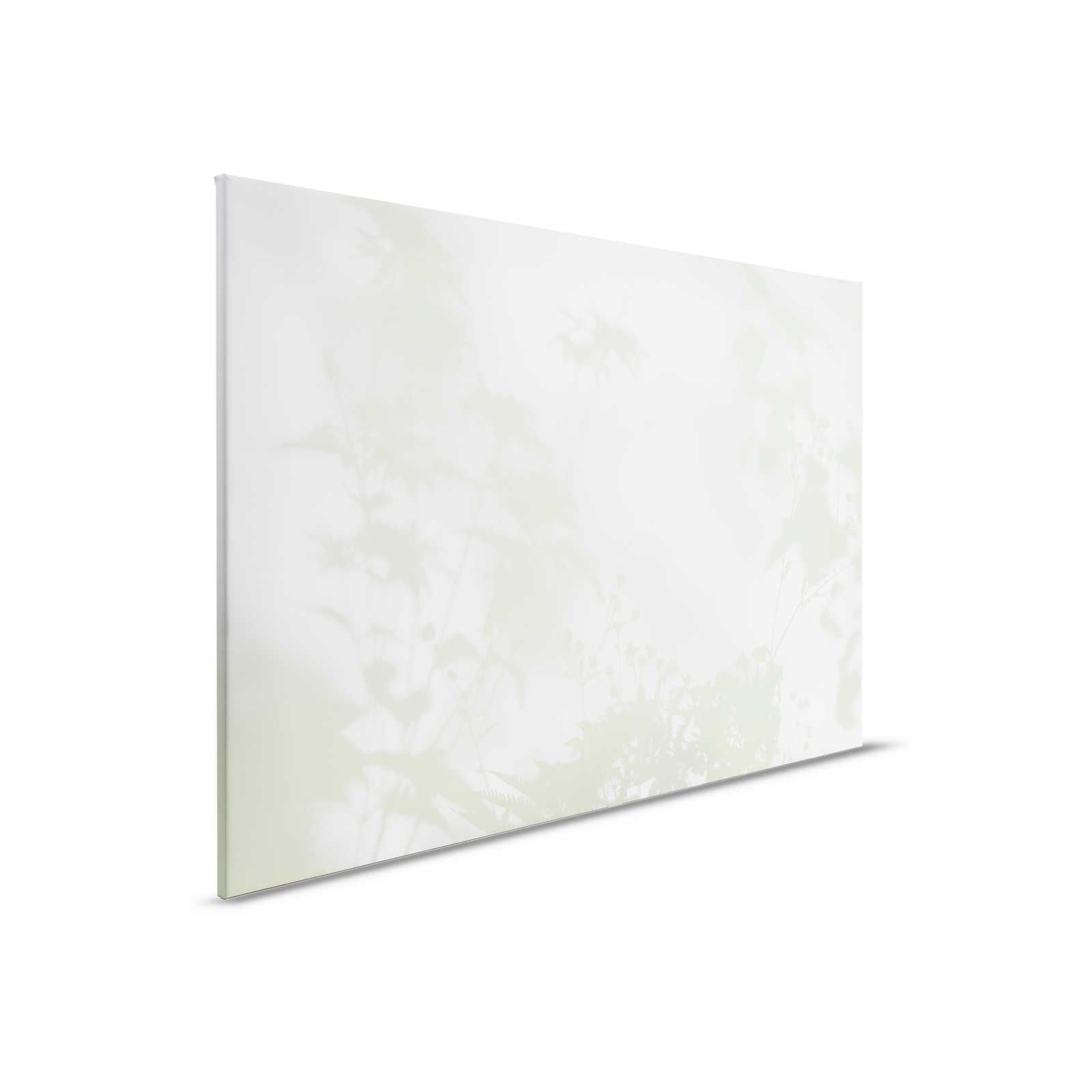 Camera d'ombra 3 - Pittura su tela naturale verde e bianca, disegno sbiadito - 0,90 m x 0,60 m
