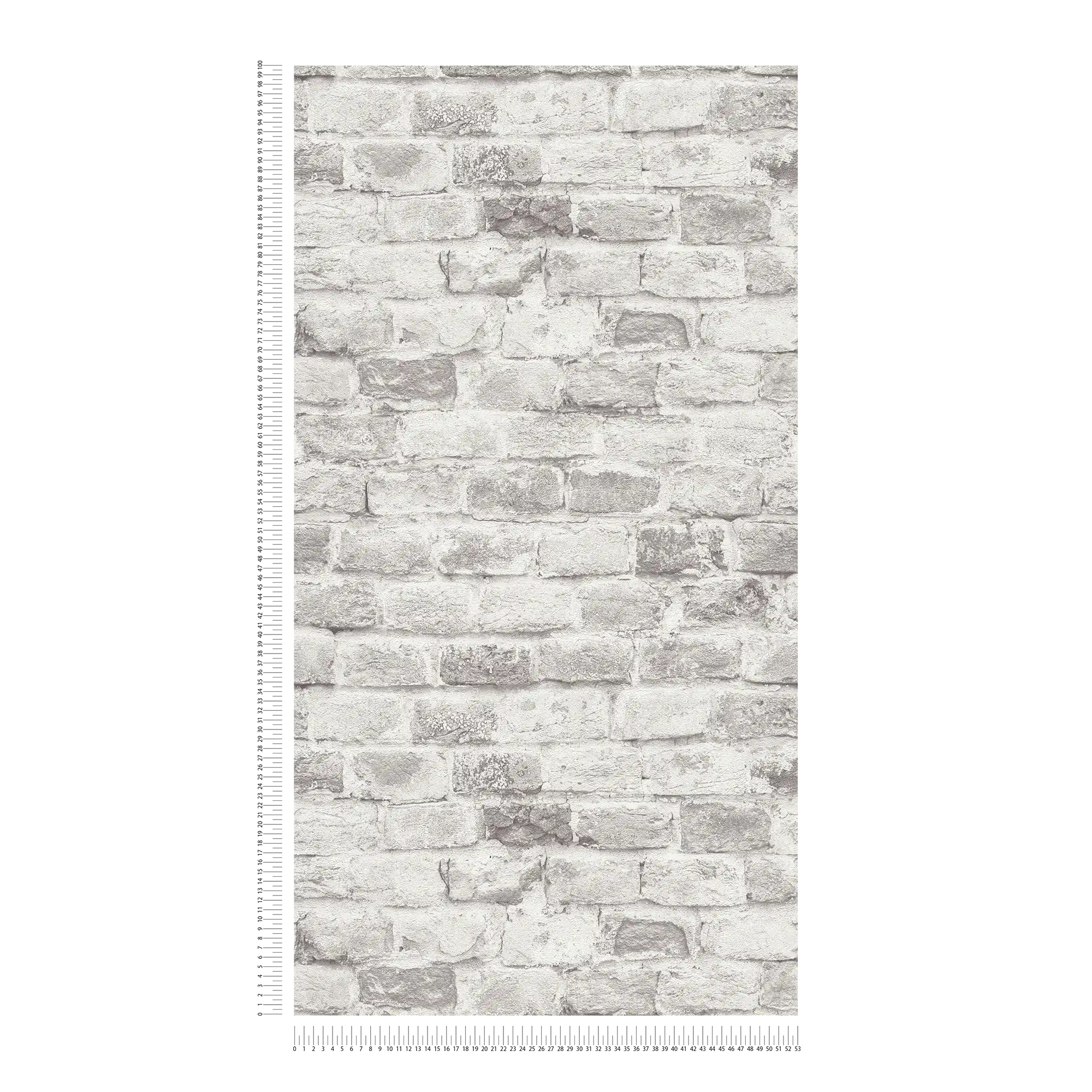             Brick wall non-woven wallpaper in stone look - grey, grey, white
        