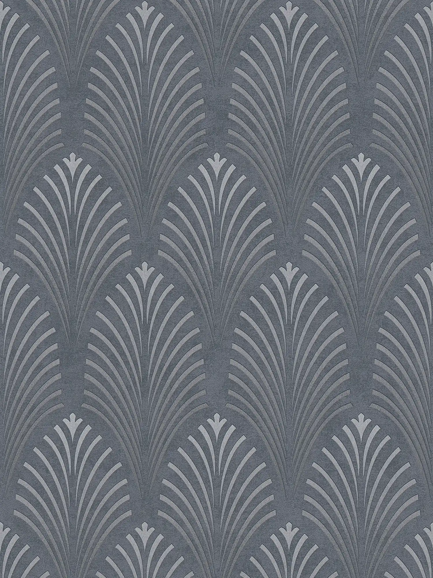 Papel pintado retro estilo Art Deco con motivos geométricos - negro, plata, gris
