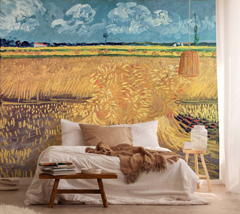             Muurschildering "Kraaien boven korenveld" van Vincent van Gogh
        