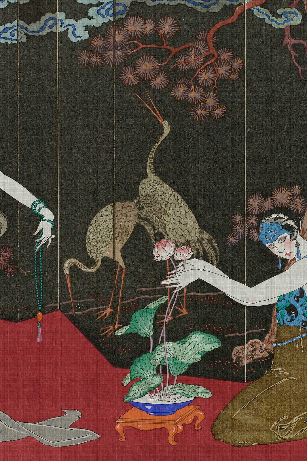             Babylon 1 - Impresión artística en lienzo de inspiración asiática clásica - 0,90 m x 0,60 m
        