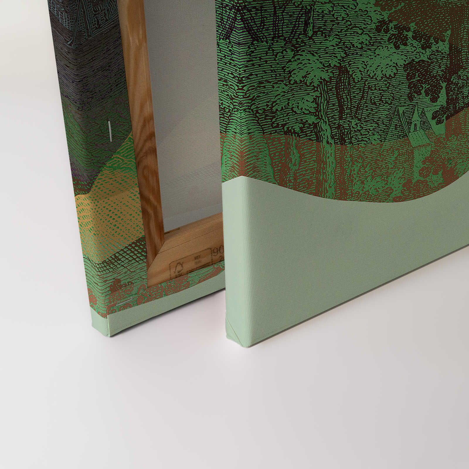             Magic Mountain 3 - Quadro su tela con montagne verdi dal design moderno - 0,90 m x 0,60 m
        
