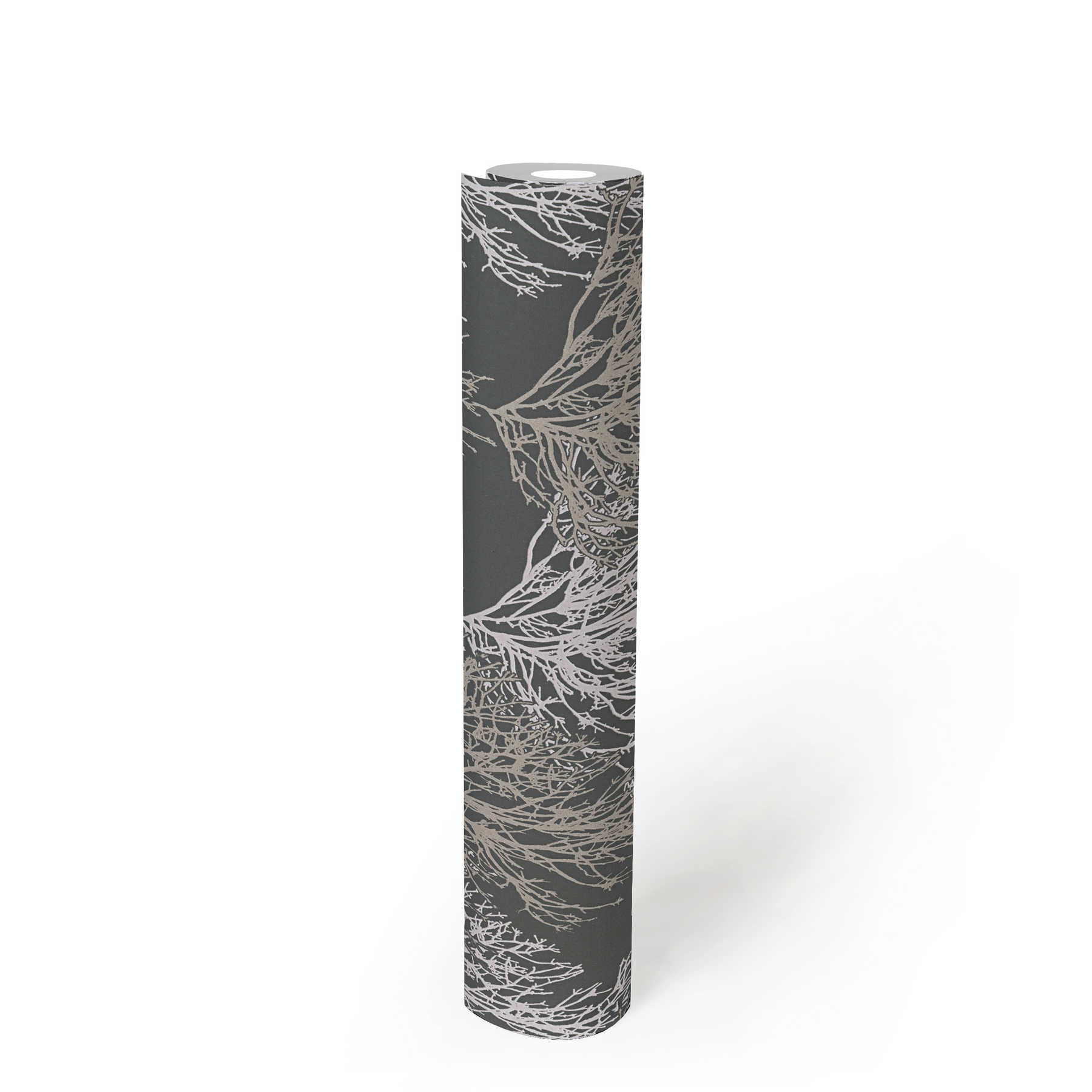             Boom design Papierbehang met metallic kleuren & structuur patroon - grijs
        