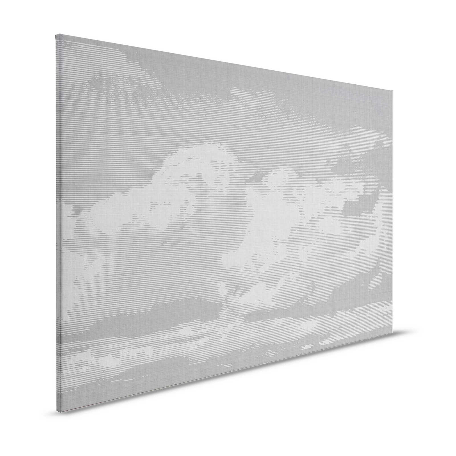 Nubes 2 - Cuadro de lienzo celestial en aspecto de lino natural con motivo de nubes - 1,20 m x 0,80 m
