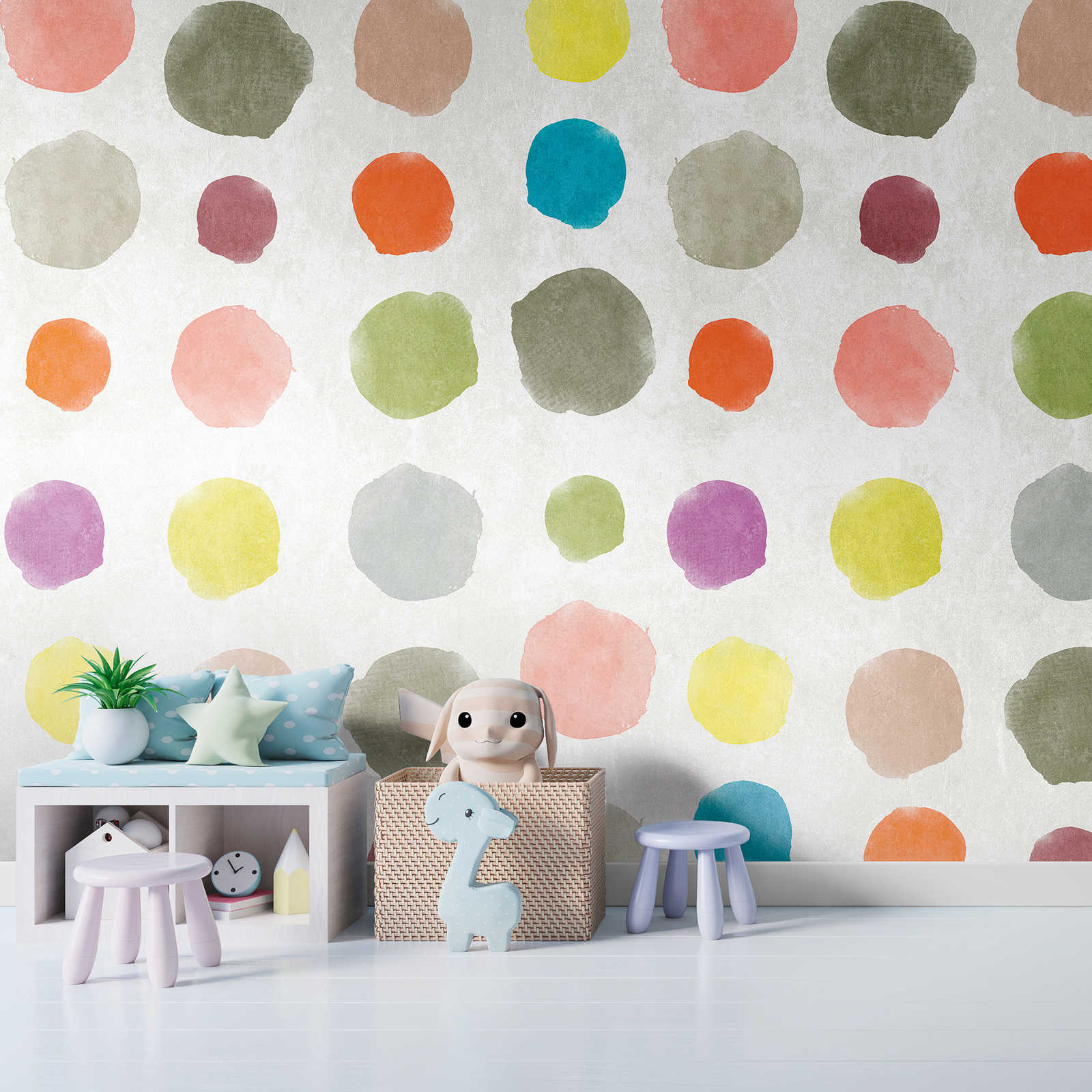         Wallpaper novelty | motif wallpaper colourful dots in watercolour & used look
    