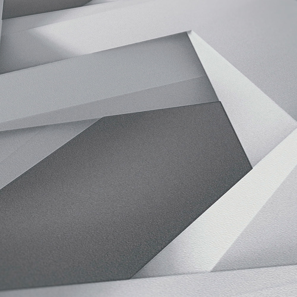             Carta da parati 3D con motivo grafico grigio e effetto cemento - grigio
        