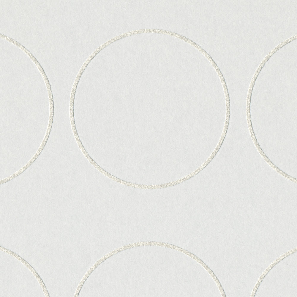             Carta da parati in tessuto non tessuto verniciabile con struttura a cerchi 3D - bianco
        