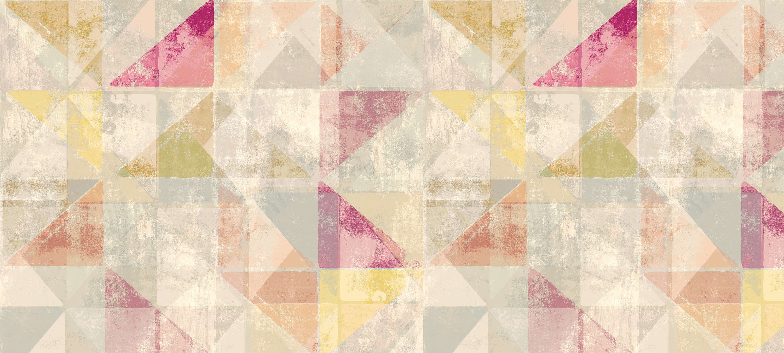             Papier peint Triangle, Vintage Look & Used Design - jaune, gris, violet
        