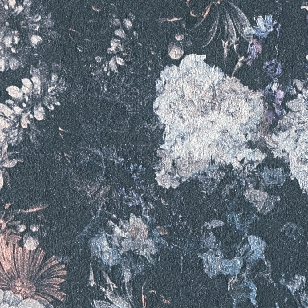             Bloemenbehang Rozen Schilderij met Textuureffect - Grijs, Roze
        
