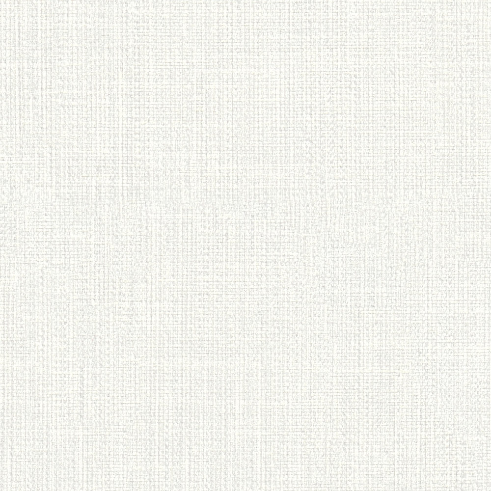             Papel pintado blanco crema liso con estructura textil en estilo rústico
        