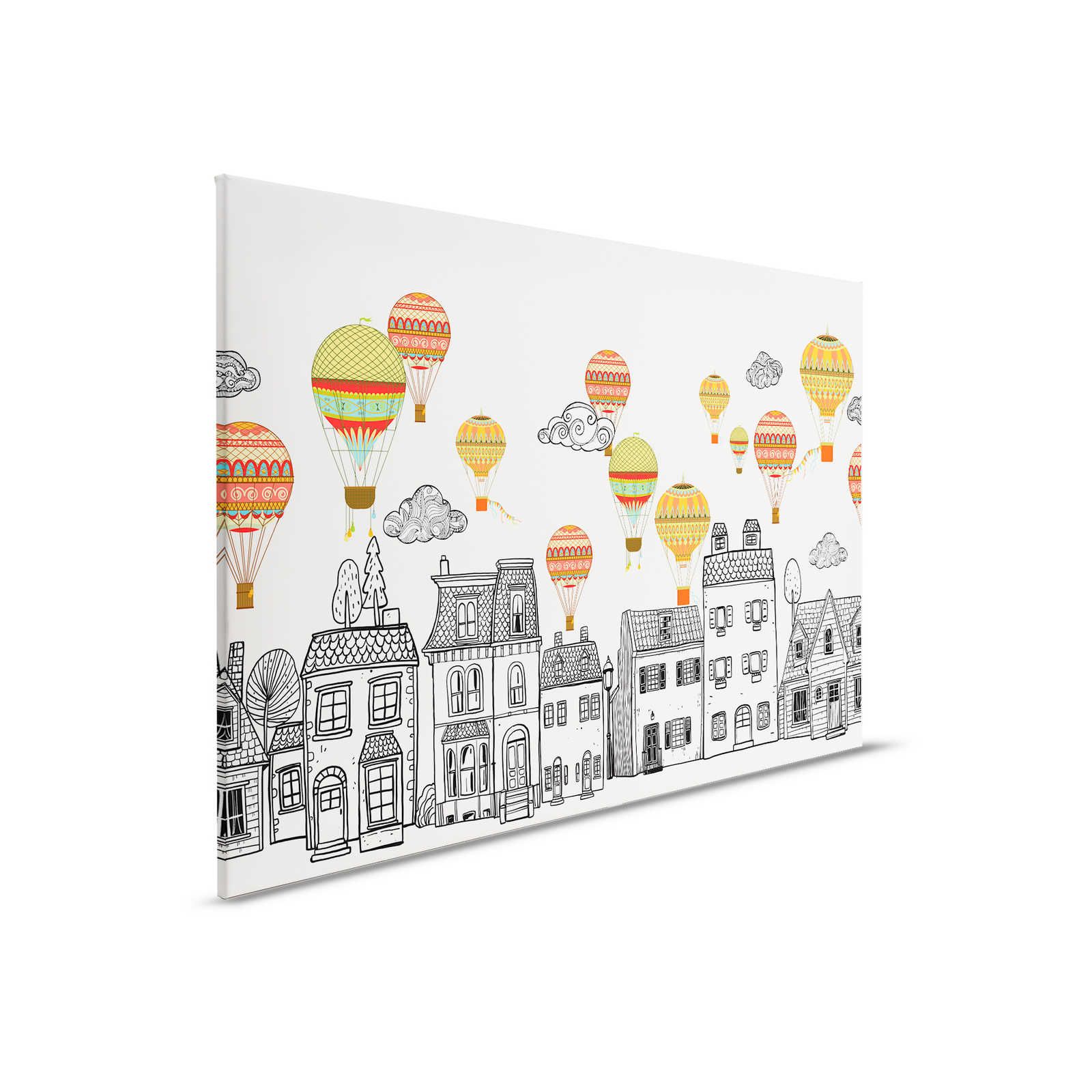         Canvas Small Town with Hot Air Balloons - 90 cm x 60 cm
    