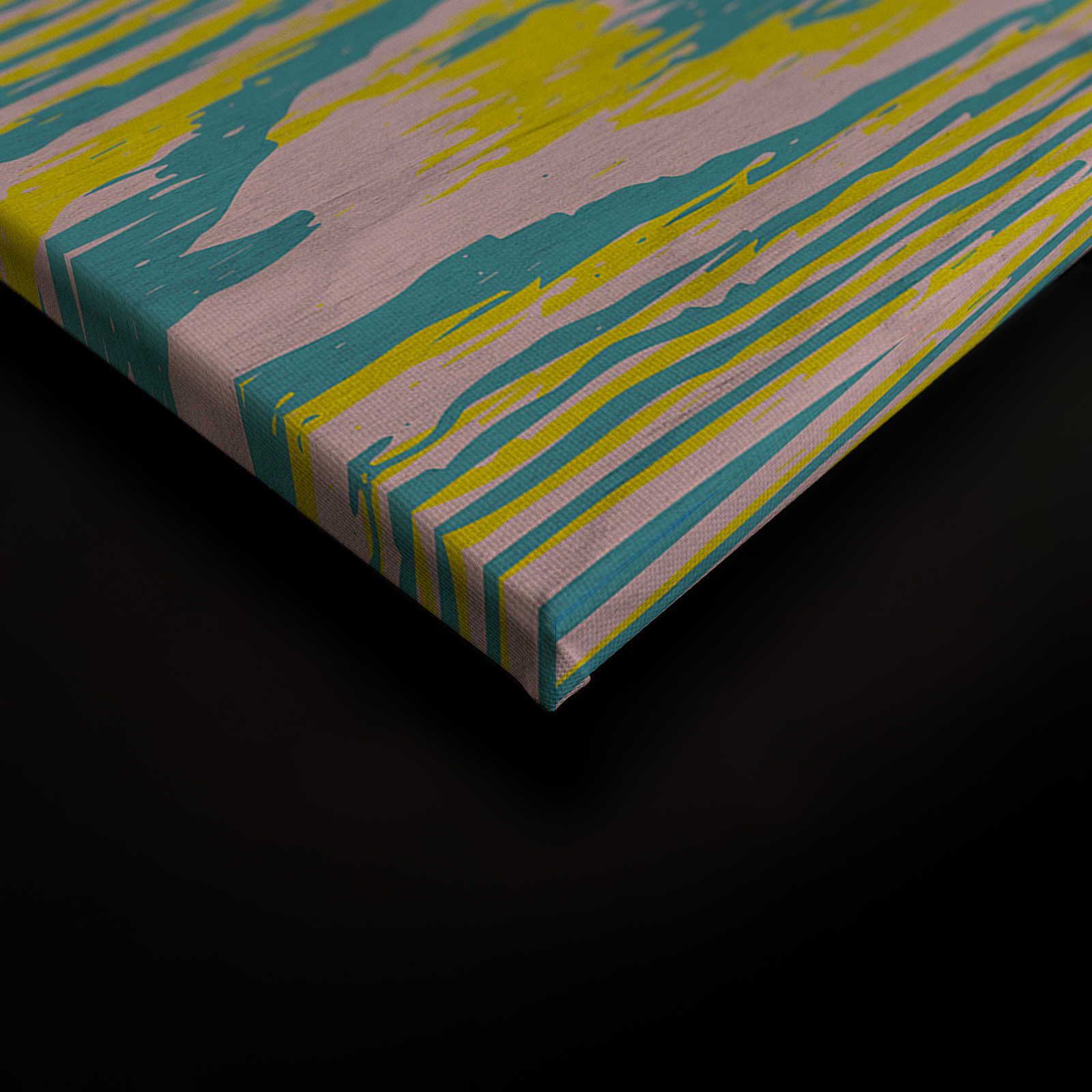             Bounty 3 - Quadro su tela giallo e blu con design effetto legno - 0,90 m x 0,60 m
        