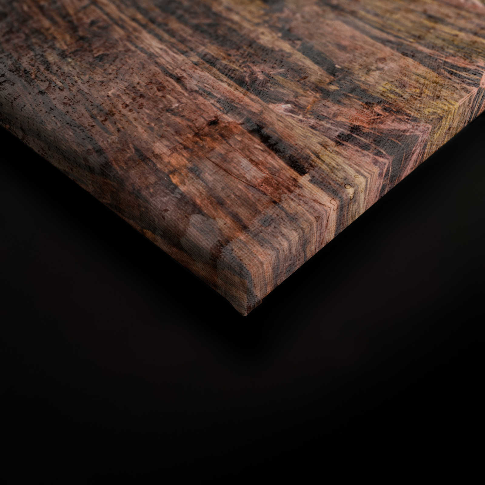             Toile avec escalier en bois à travers la forêt | marron, vert, bleu - 0,90 m x 0,60 m
        