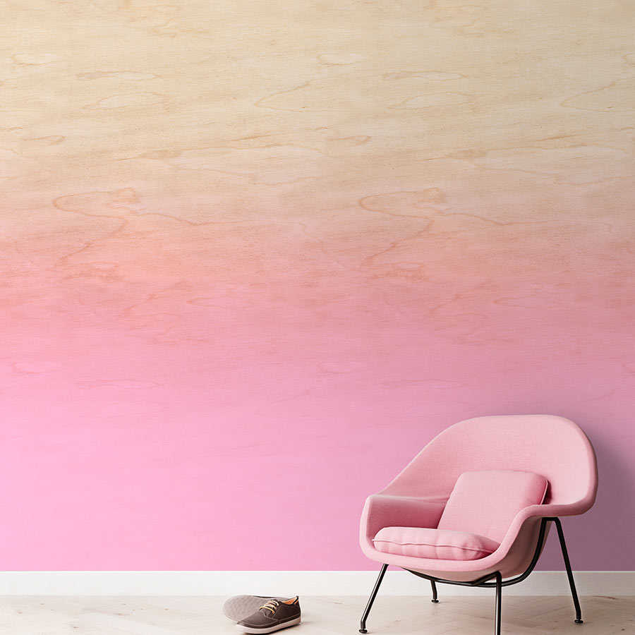 Atelier 1 - Papier peint Effet d'ombre rose & grain de bois
