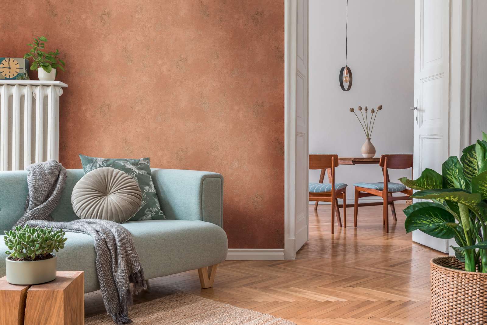             Terracotta look wallpaper with texture design - metallic
        
