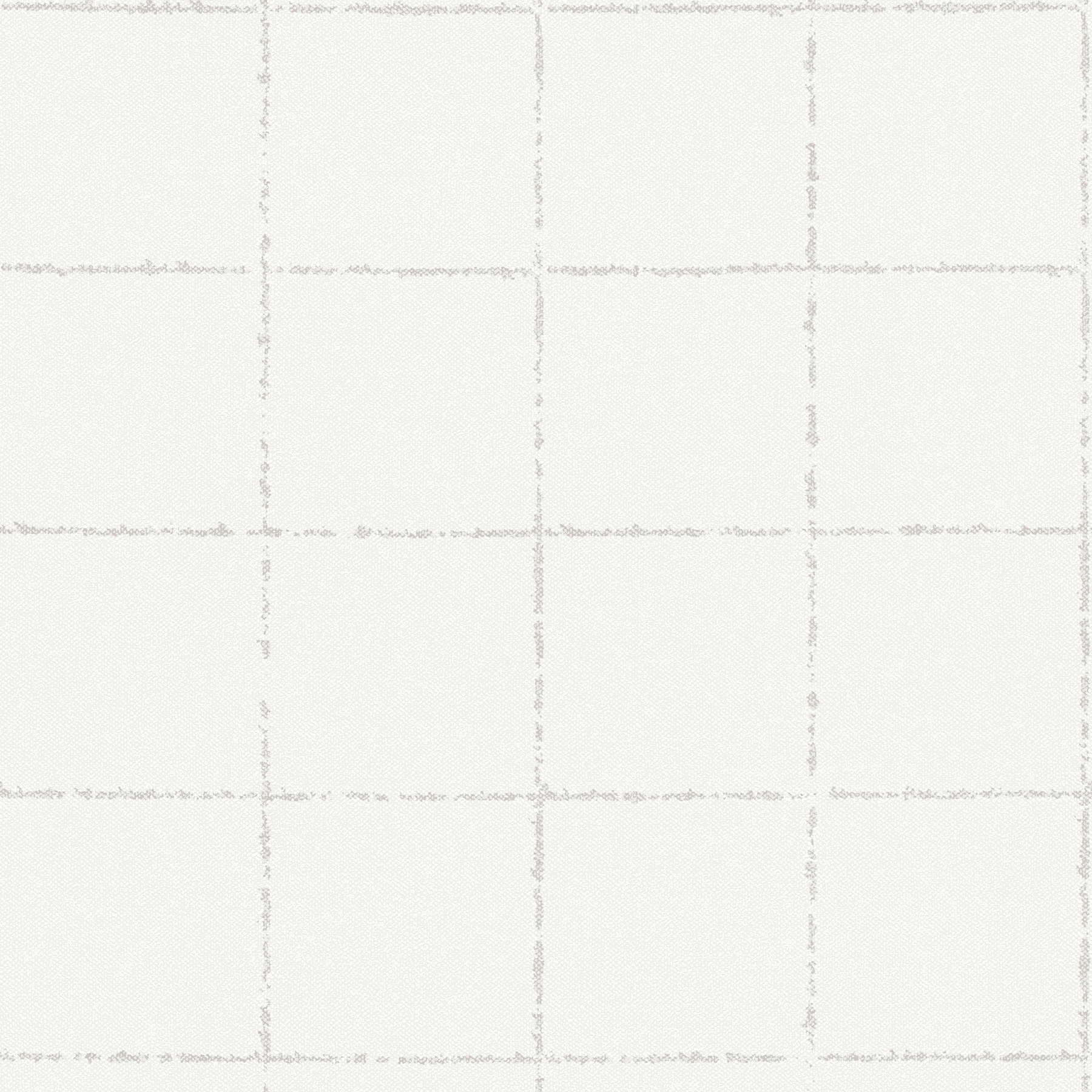         Textile optic checkered wallpaper, textured - cream, grey, white
    