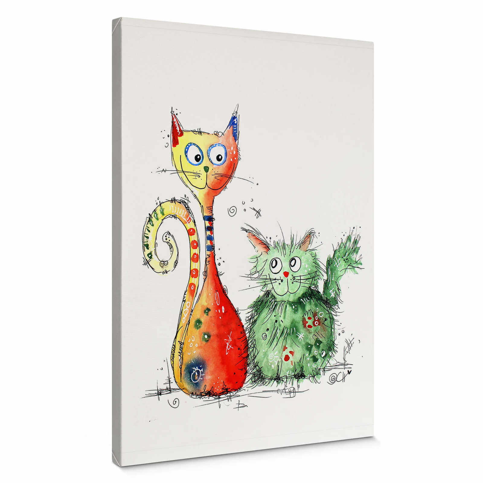 Canvas print best friends, colourful cats by Hagenmeyer
