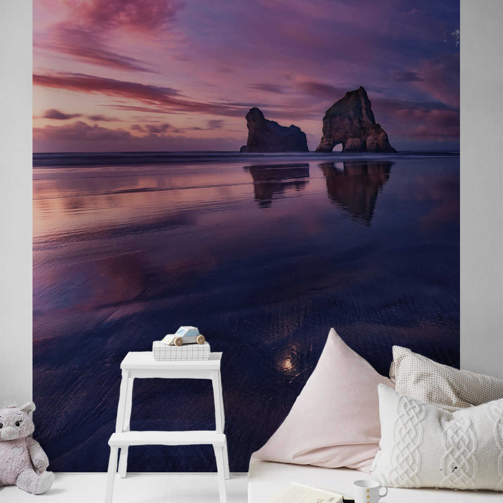             Photo wallpaper landscape beach and sea - purple, blue
        
