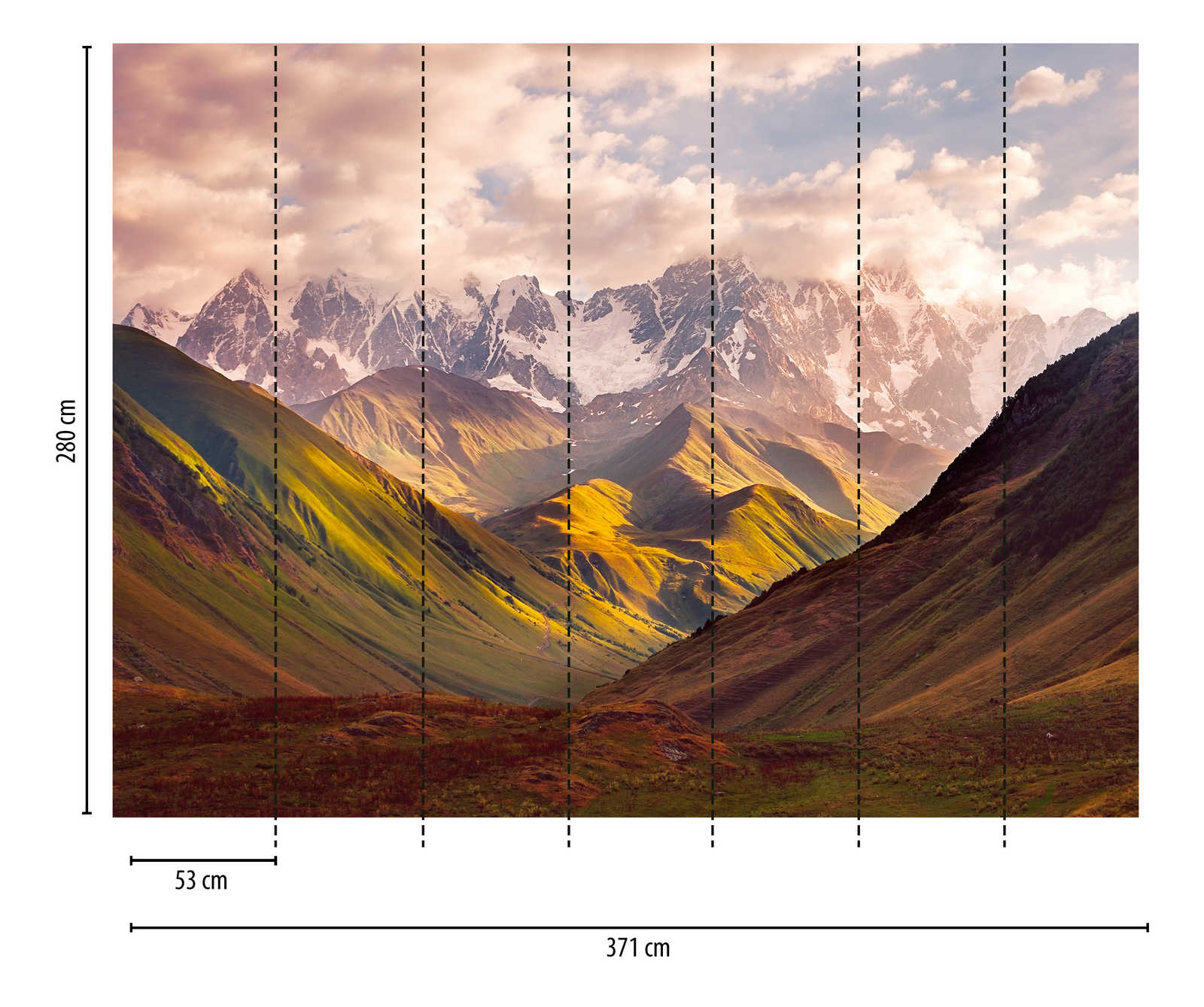             Wallpaper novelty - motif wallpaper mountains in the sunset
        