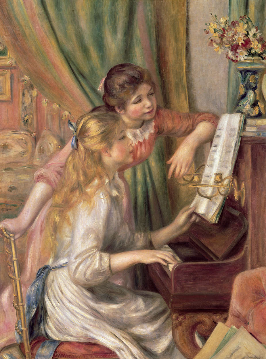             Pierre Auguste Renoir "Twee jonge meisjes aan de piano" Muurschildering
        