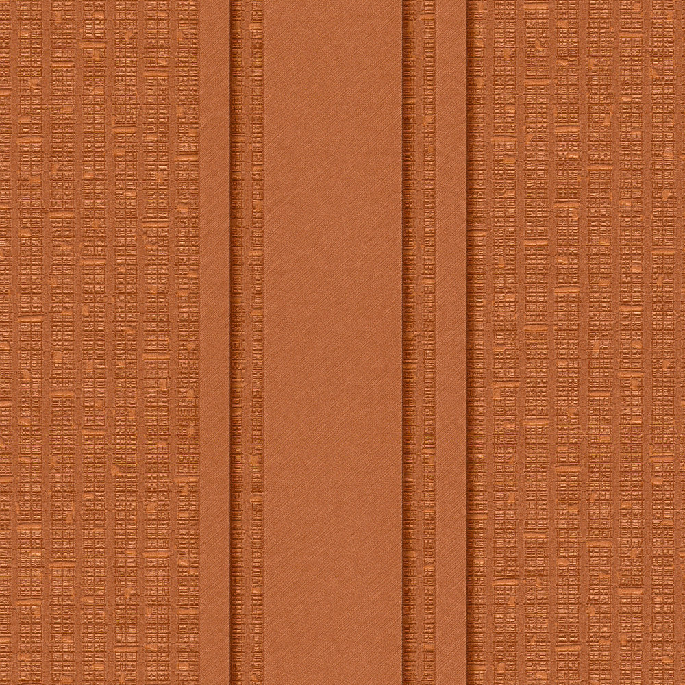             Papel pintado VERSACE de rayas metálicas y efecto texturizado - metálico, naranja
        